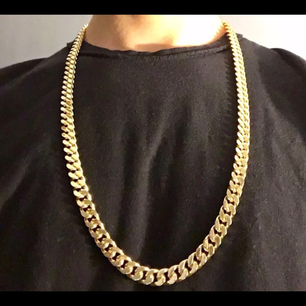 Gold chain 14k stamped Cuban 30in 10mm Box Style - Picture 1 of 5